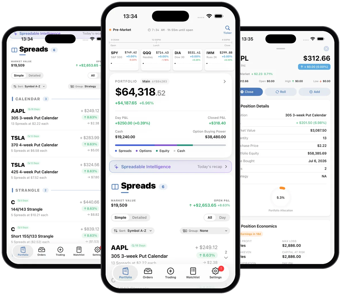 Spreadable portfolio, positions, and position detail on iPhone 17